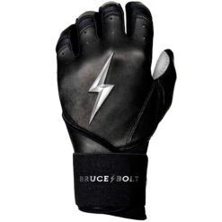 Bruce Bolt PREMIUM PRO Chrome Series Long Cuff Batting Gloves: Black -Baseball Series Store LC CHRB LEFT