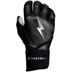 Bruce Bolt PREMIUM PRO Chrome Series Long Cuff Batting Gloves: Black -Baseball Series Store LC CHRB RIGHT