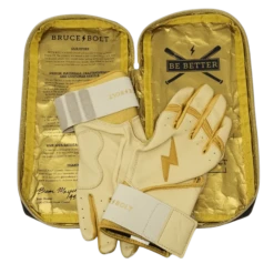 Bruce Bolt PREMIUM PRO Gold Series Batting Gloves: Long Cuff -Baseball Series Store LC GLD BAG2