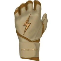 Bruce Bolt PREMIUM PRO Gold Series Batting Gloves: Long Cuff -Baseball Series Store LC GLD LEFT