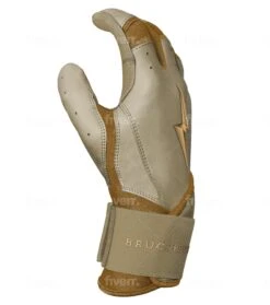 Bruce Bolt PREMIUM PRO Gold Series Batting Gloves: Long Cuff -Baseball Series Store LC GLD SIDE