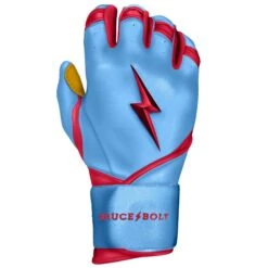 Bruce Bolt PREMIUM PRO BADER Series Long Cuff Batting Gloves: Baby Blue -Baseball Series Store LC HBB RIGHT