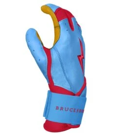 Bruce Bolt PREMIUM PRO BADER Series Long Cuff Batting Gloves: Baby Blue -Baseball Series Store LC HBB SIDE