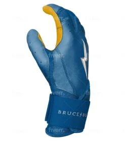 Bruce Bolt PREMIUM PRO Long Cuff Batting Gloves: Royal -Baseball Series Store LC ROYG SIDE