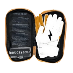 Bruce Bolt PREMIUM PRO Long Cuff Batting Gloves: White -Baseball Series Store LC WHTG BAG2