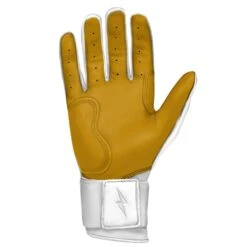 Bruce Bolt PREMIUM PRO Long Cuff Batting Gloves: White -Baseball Series Store LC WHTG PALM