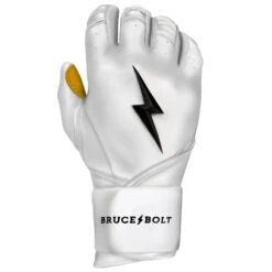 Bruce Bolt PREMIUM PRO Long Cuff Batting Gloves: White -Baseball Series Store LC WHTG RIGHT