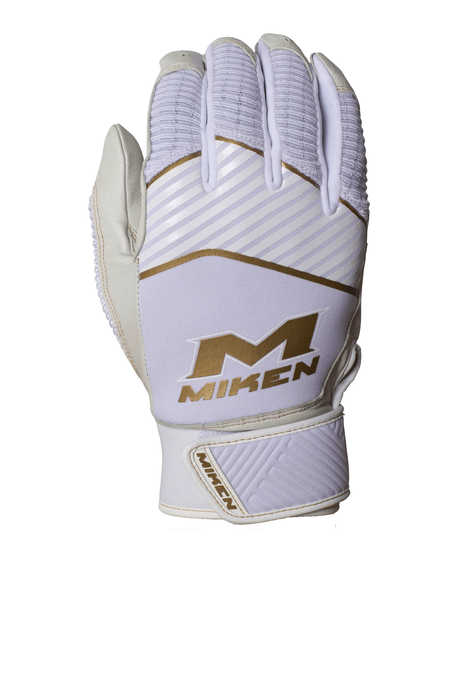 Miken Softball MK7X Adult White And Gold Batting Gloves: MBGGLD-WHT 3 Miken Softball MK7X Adult White And Gold Batting Gloves: MBGGLD-WHT - Image 3