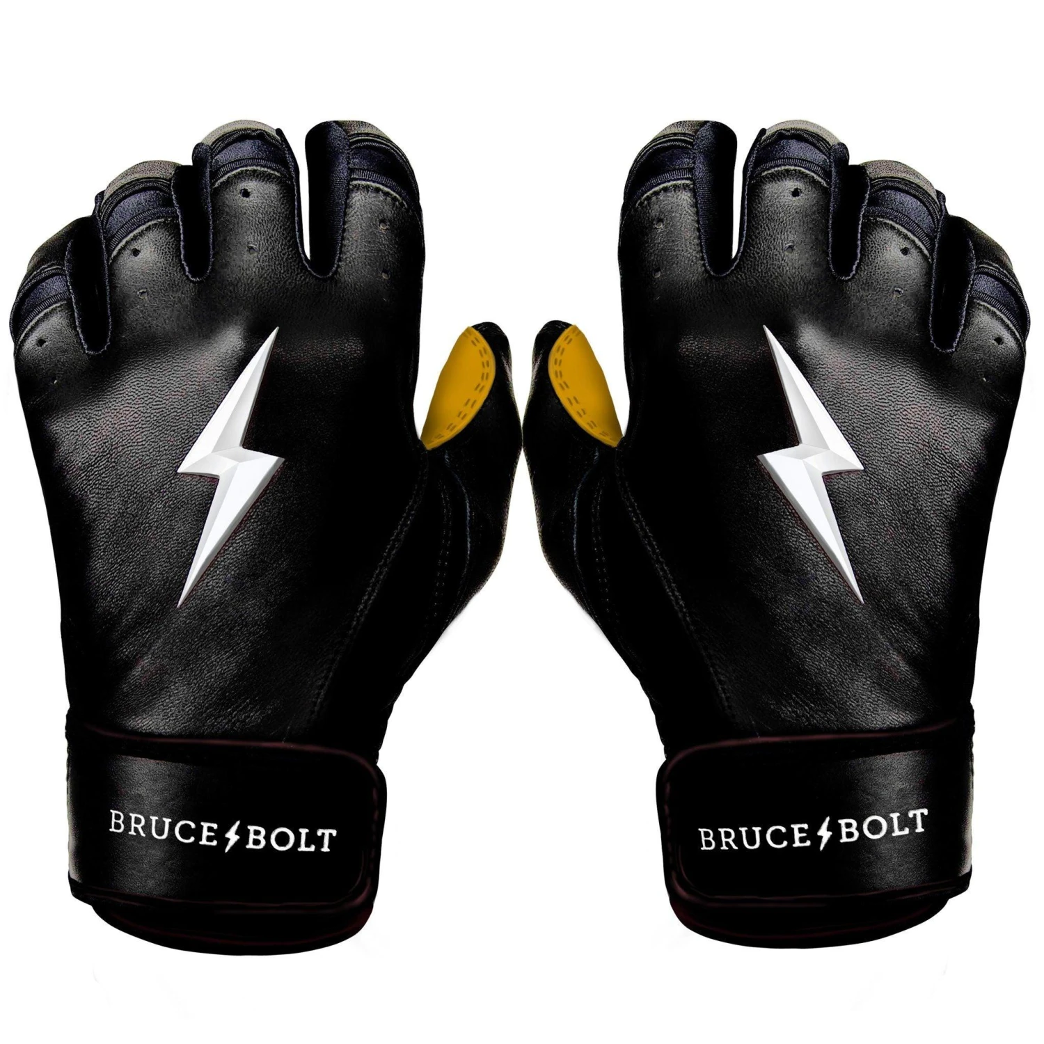 Bruce Bolt PREMIUM PRO Short Cuff Batting Gloves: Black 1 Bruce Bolt PREMIUM PRO Short Cuff Batting Gloves: Black