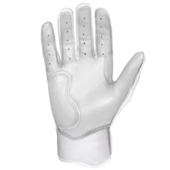 Bruce Bolt PREMIUM PRO Chrome Series Short Cuff Batting Gloves: White -Baseball Series Store SC CHRW PALM
