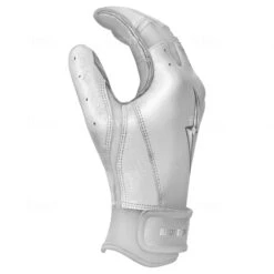 Bruce Bolt PREMIUM PRO Chrome Series Short Cuff Batting Gloves: White -Baseball Series Store SC CHRW SIDE