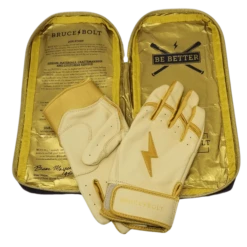 Bruce Bolt PREMIUM PRO Gold Series Batting Gloves: Short Cuff -Baseball Series Store SC GLD BAG2
