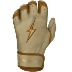 Bruce Bolt PREMIUM PRO Gold Series Batting Gloves: Short Cuff -Baseball Series Store SC GLD LEFT