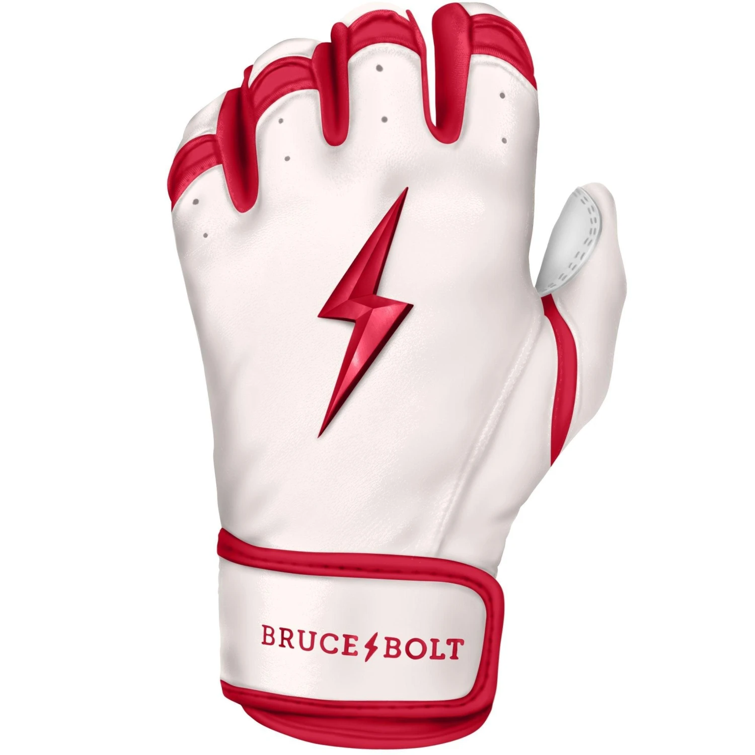 Bruce Bolt PREMIUM PRO BADER Series Short Cuff Batting Gloves: White 2 Bruce Bolt PREMIUM PRO BADER Series Short Cuff Batting Gloves: White - Image 2
