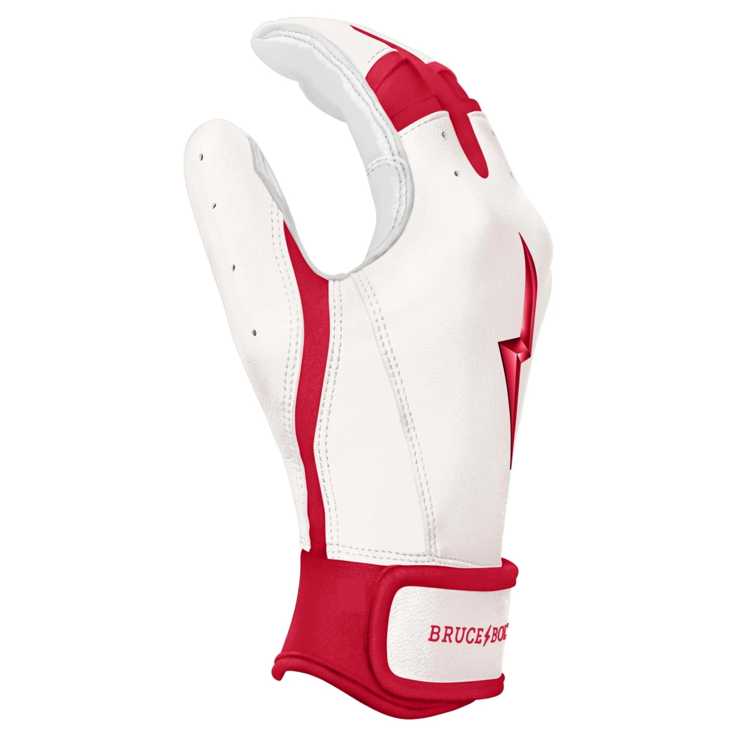Bruce Bolt PREMIUM PRO BADER Series Short Cuff Batting Gloves: White 5 Bruce Bolt PREMIUM PRO BADER Series Short Cuff Batting Gloves: White - Image 5