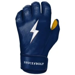 Bruce Bolt PREMIUM PRO Short Cuff Batting Gloves: Navy 17 Bruce Bolt PREMIUM PRO Short Cuff Batting Gloves: Navy -Baseball Series Store SC NVYG LEFT