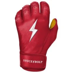 Bruce Bolt PREMIUM PRO Short Cuff Batting Gloves: Red 17 Bruce Bolt PREMIUM PRO Short Cuff Batting Gloves: Red -Baseball Series Store SC REDG LEFT