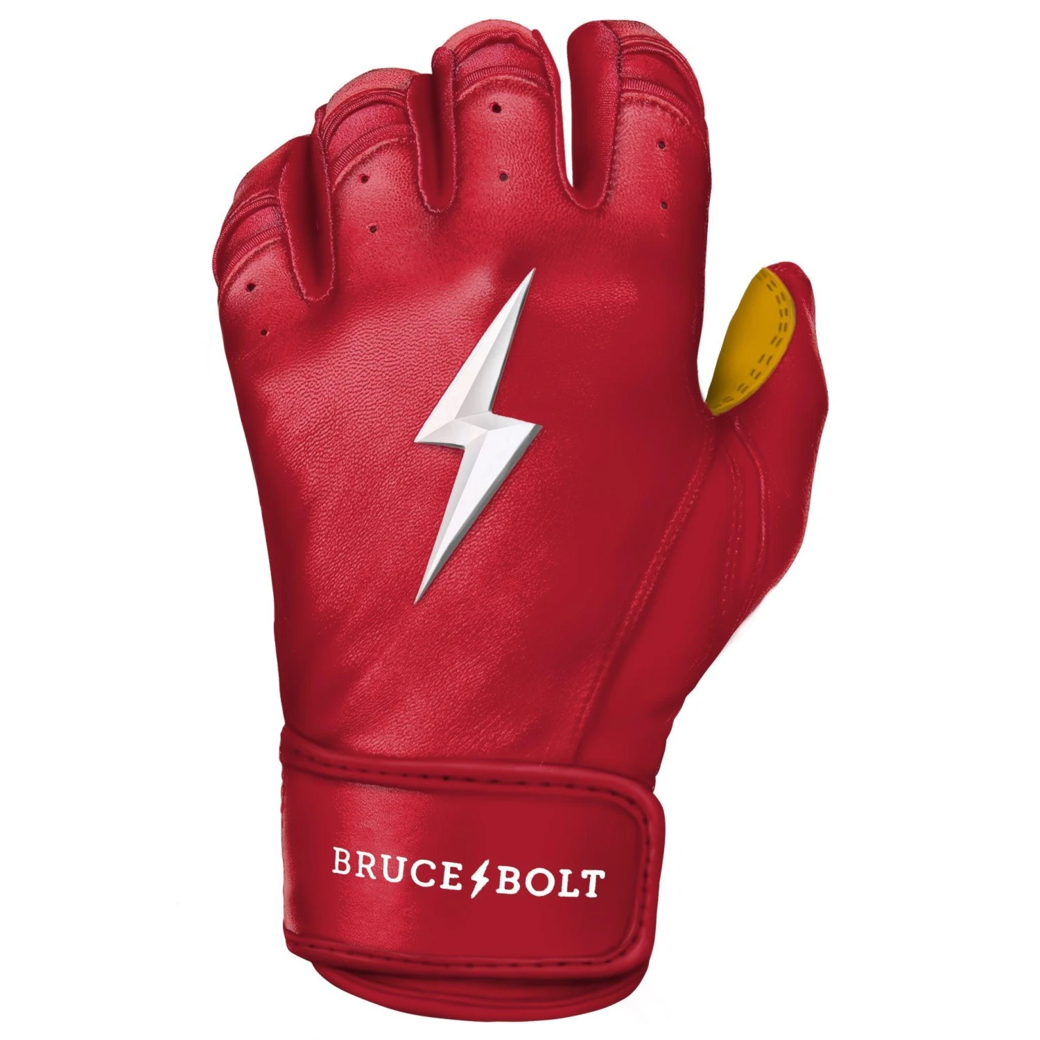 Bruce Bolt PREMIUM PRO Short Cuff Batting Gloves: Red 8 Bruce Bolt PREMIUM PRO Short Cuff Batting Gloves: Red - Image 8