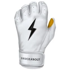 Bruce Bolt PREMIUM PRO Short Cuff Batting Gloves: White 16 Bruce Bolt PREMIUM PRO Short Cuff Batting Gloves: White -Baseball Series Store SC WHTG LEFT