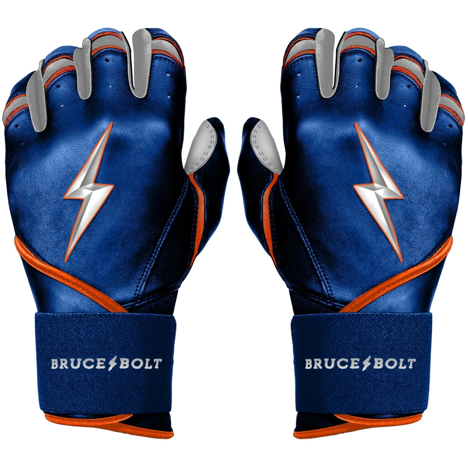 Bruce Bolt PREMIUM PRO NIMMO Long Cuff Batting Gloves: Mets Blue 1 Bruce Bolt PREMIUM PRO NIMMO Long Cuff Batting Gloves: Mets Blue