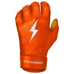 Bruce Bolt PREMIUM PRO Short Cuff Batting Gloves: Orange -Baseball Series Store premium pro short cuff batting gloves orange brucebolt 128747